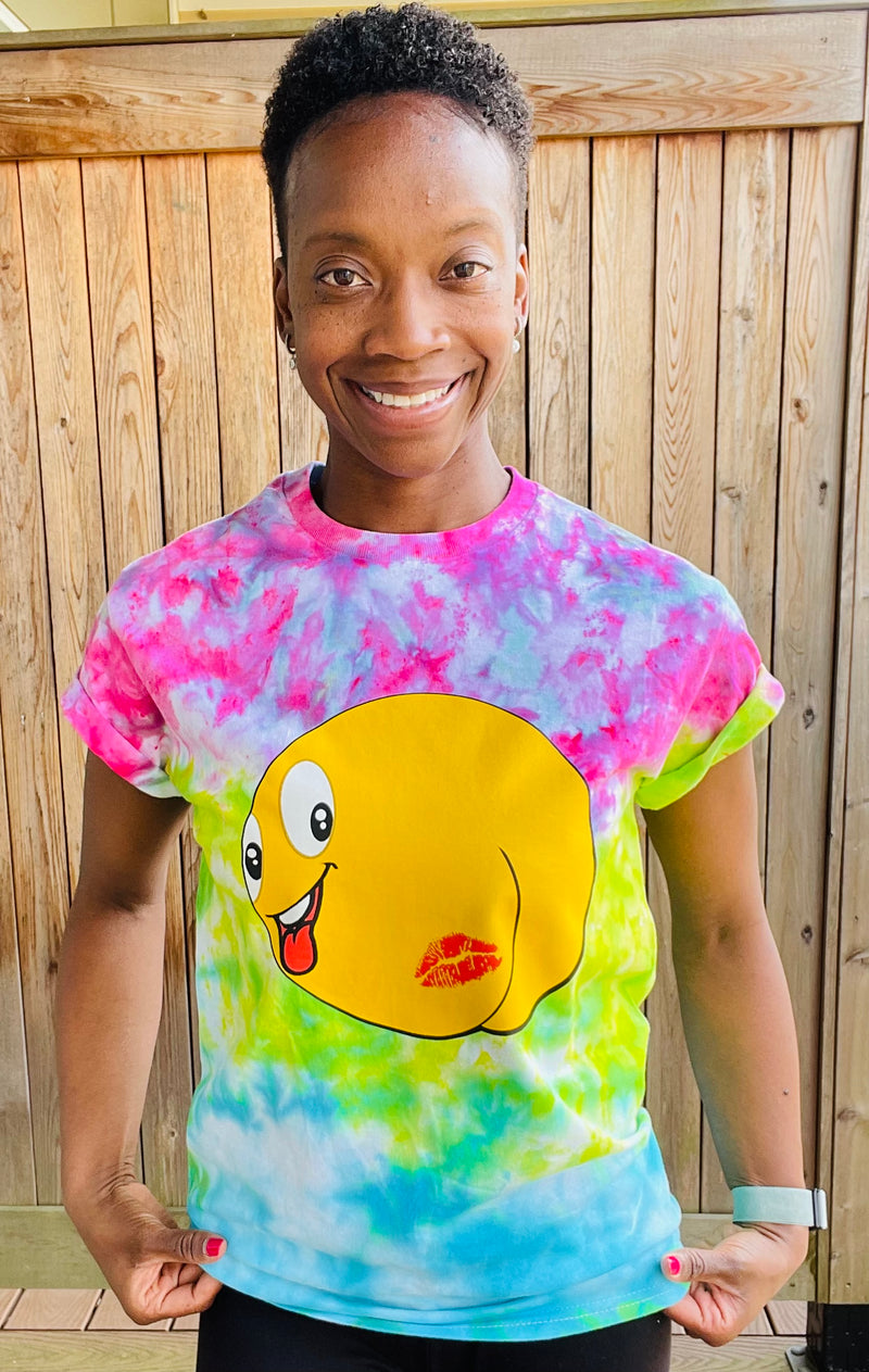 Emoji Butt Kiss Tie Dye T-Shirt